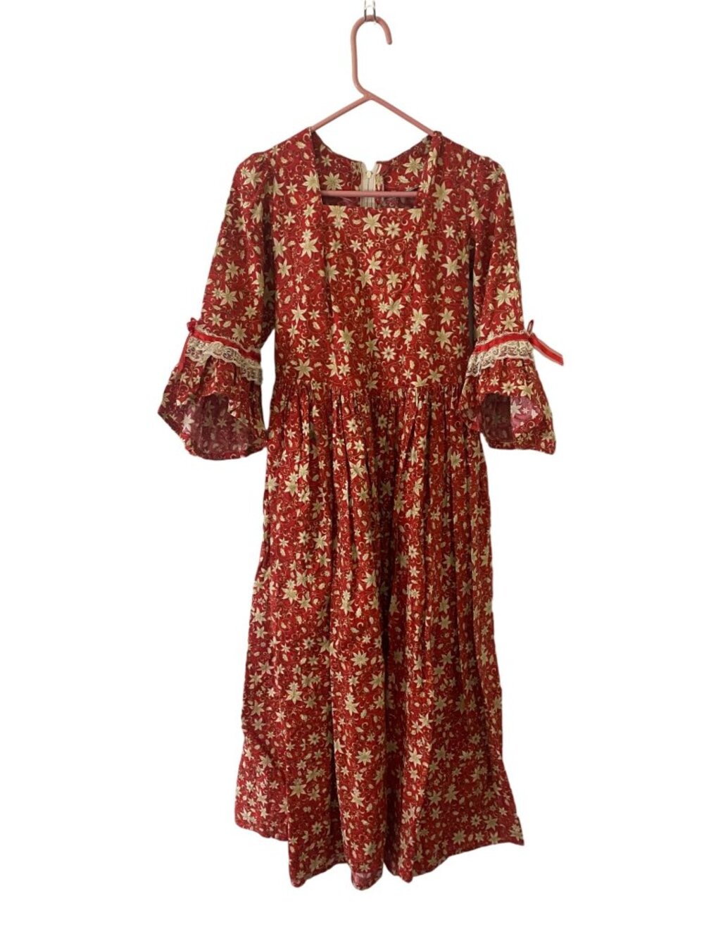 Hand Made Women's Victorian Era Floral Half Sleeve Reenactments Cosplay Dress M